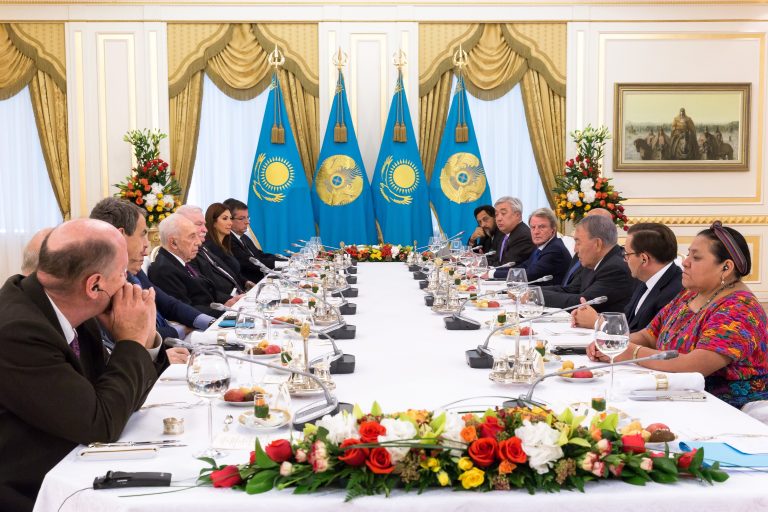 Official lunch hosted by N. Nazarbaeiev, President of Kazakhstan, with Fabien Baussart and Randa Kassis.