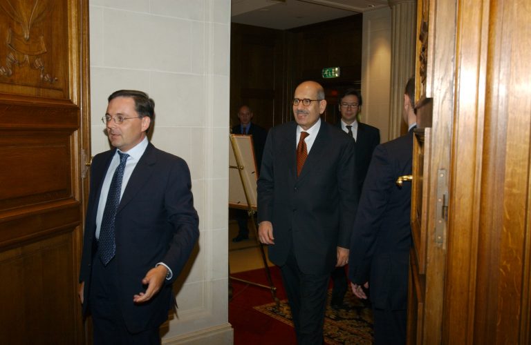 Fabien Baussart with Mohamed El Baradai, Director General of the IAEA.