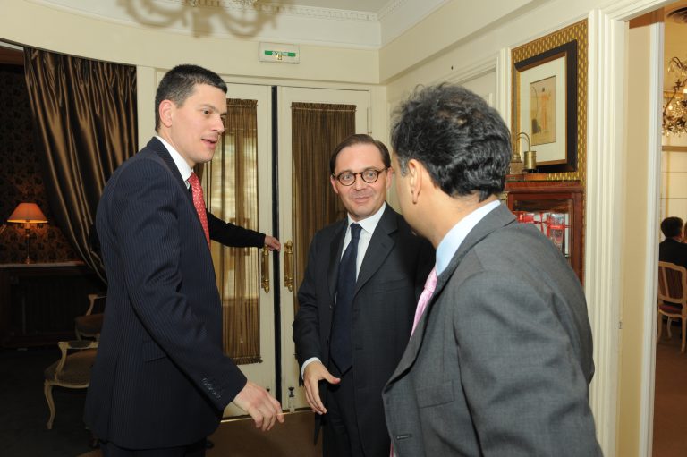 Fabien Baussart with David Miliband, former U.K FM.