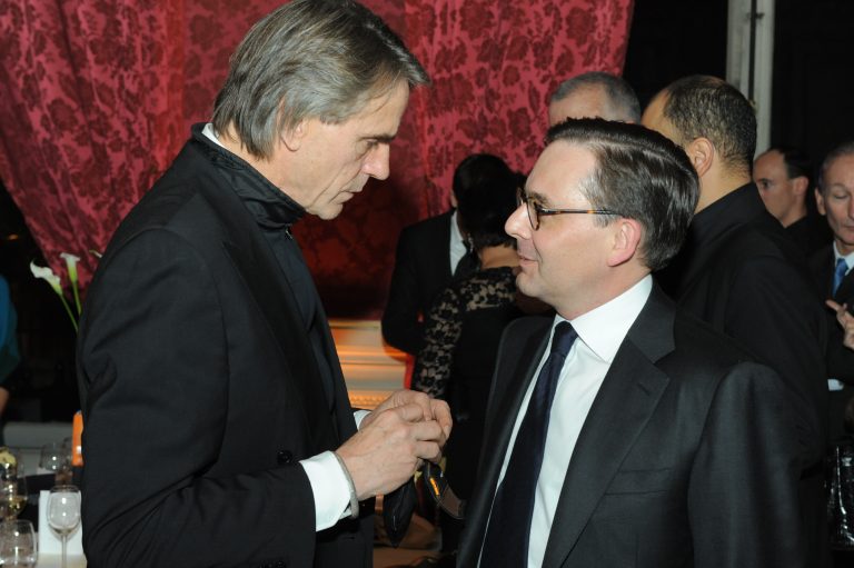 Fabien Baussart with Jeremy Irons at CPFA event.