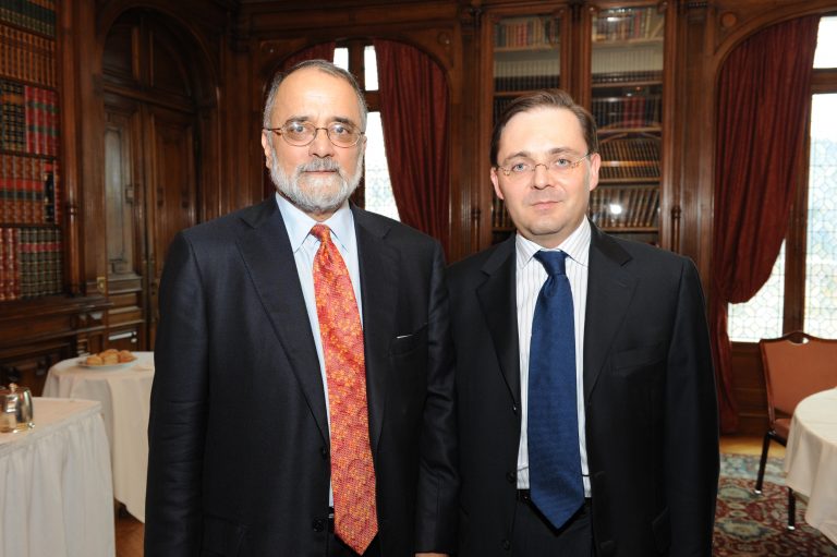 Fabien Baussart with Pakistani investigative journalist Ahmed Rashid. 